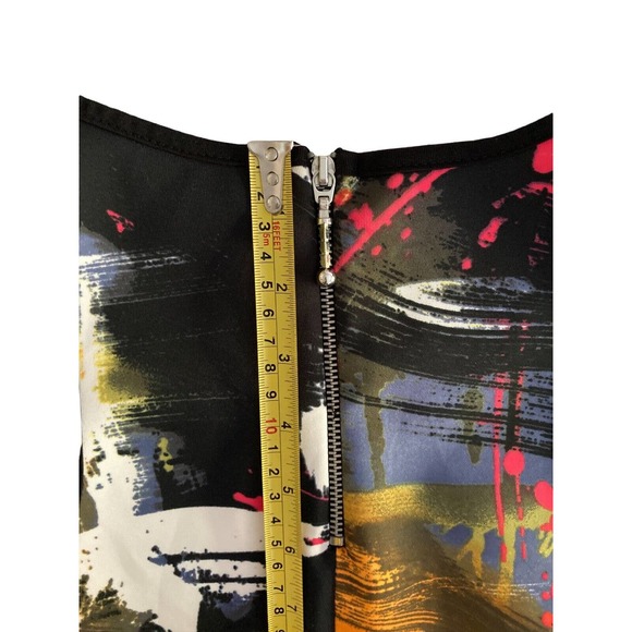 H&M Women's‎ Small Shift DRESS Sleeveless Abstract Print Multi Color Paint Brush - Picture 8 of 12